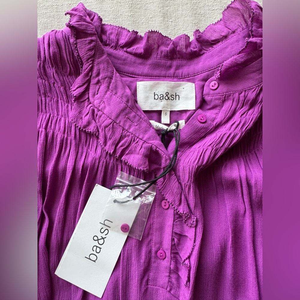 Ba&sh Nuit Ruffle Top In Magenta Size S (1) Summer Designer Casual - Picture 13 of 13